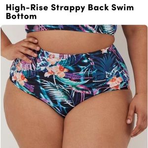 Torrid high waisted swim bottoms with lattice back